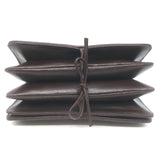 Bottega Veneta Intrecciato Top Handle Accordion Clutch Bag Dark Brown Leather