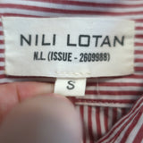 Nili Lotan Pinstripe Shirt Red/White Cotton Size Small Long Sleeve Top