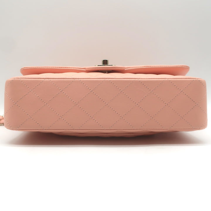 Chanel Medium Double Flap Bag Pink Quilted Lambskin Leather NEW