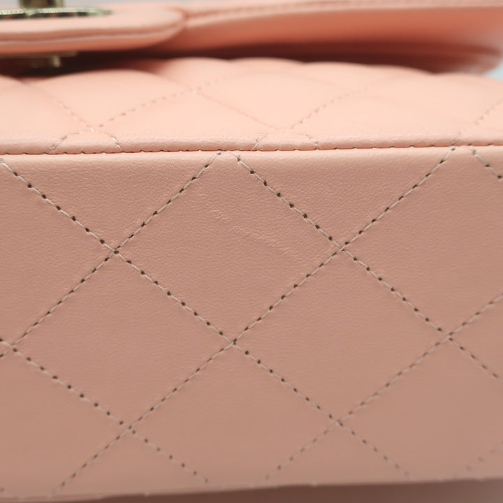Chanel Medium Double Flap Bag Pink Quilted Lambskin Leather NEW