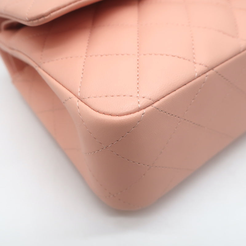 Chanel Medium Double Flap Bag Pink Quilted Lambskin Leather NEW