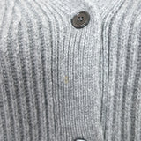Kule Knox Fur-Cuff Cashmere Cardigan Gray Ribbed Knit Size Extra Small