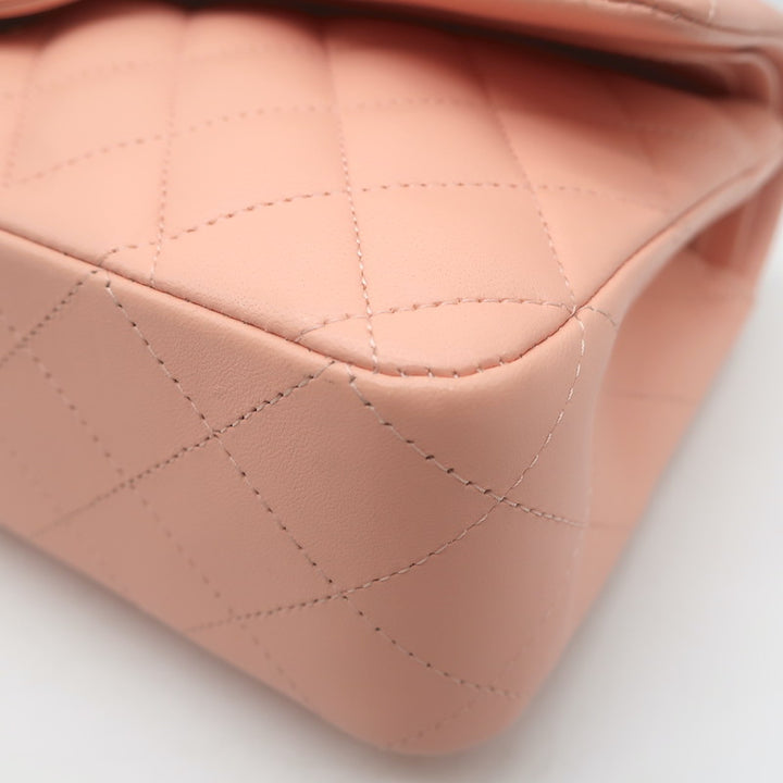 Chanel Medium Double Flap Bag Pink Quilted Lambskin Leather NEW