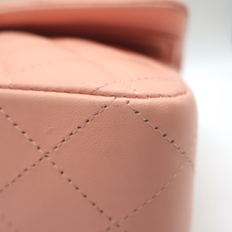 Chanel Medium Double Flap Bag Pink Quilted Lambskin Leather NEW