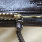 Bottega Veneta Intrecciato Top Handle Accordion Clutch Bag Dark Brown Leather