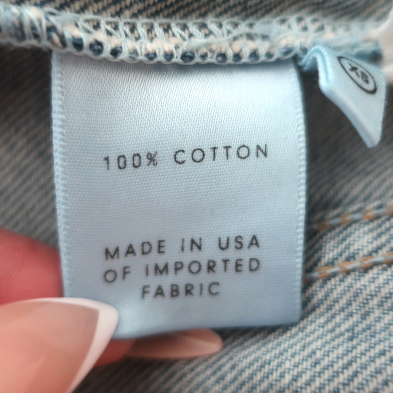 GRLFRND Cara Cropped Denim Jacket London Calling Size Extra Small