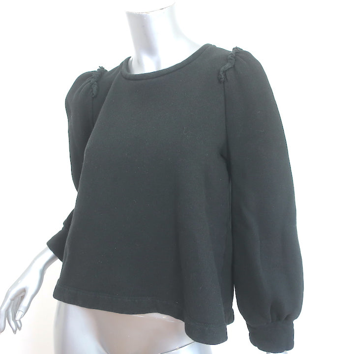 G. Label by goop Torres Puff Sleeve Sweatshirt Black Size Small