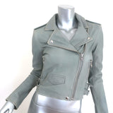 IRO Ashville Leather Moto Jacket Gray Size 36