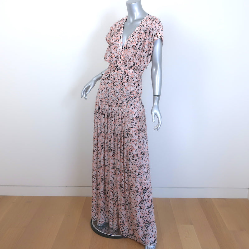 Proenza Schouler Pleated Maxi Dress Light Pink Printed Crepe Size 2 NEW