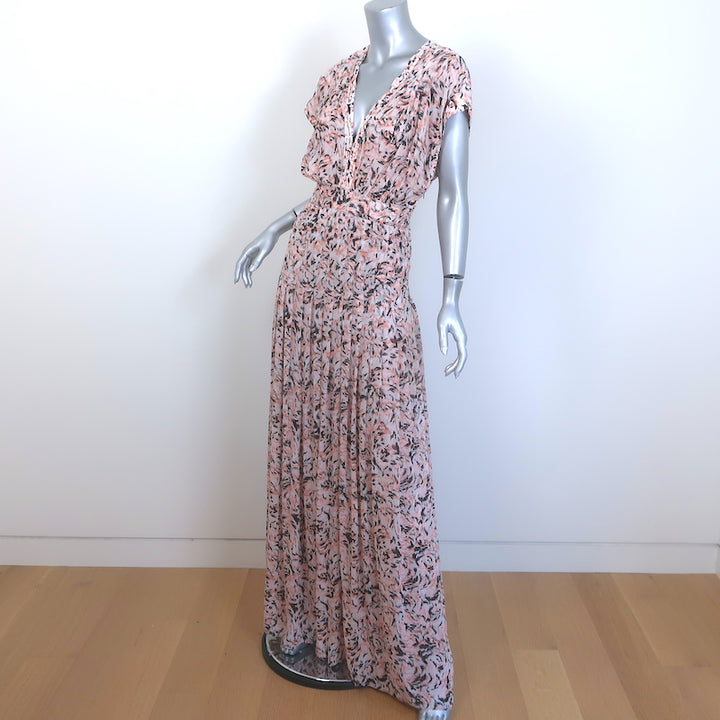 Proenza Schouler Pleated Maxi Dress Light Pink Printed Crepe Size 2 NEW