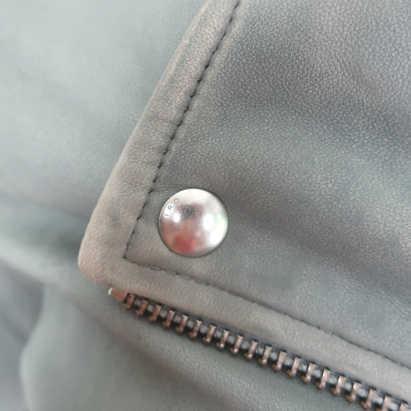 IRO Ashville Leather Moto Jacket Gray Size 36