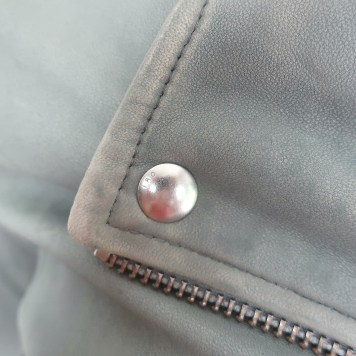 IRO Ashville Leather Moto Jacket Gray Size 36