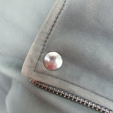 IRO Ashville Leather Moto Jacket Gray Size 36