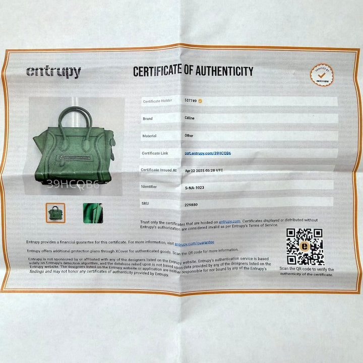 Celine Micro Luggage Tote Green Leather
