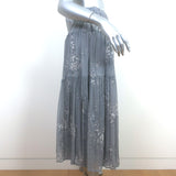 Co Tiered Midi Skirt Gray Floral Print Silk Chiffon Size Small