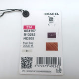 Chanel 23A Small Chain Frame Flap Bag Gold Brown Quilted Caviar Leather NEW