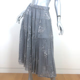 Co Tiered Midi Skirt Gray Floral Print Silk Chiffon Size Small