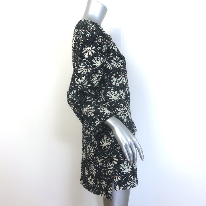 Chanel 2018 Resort Paris-Greece Jacquard Tweed Owl-Button Coat Black Size 38