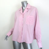 Authentic Loewe Anagram logo-embroidered pink poplin button-down shirt, luxury pre-owned
