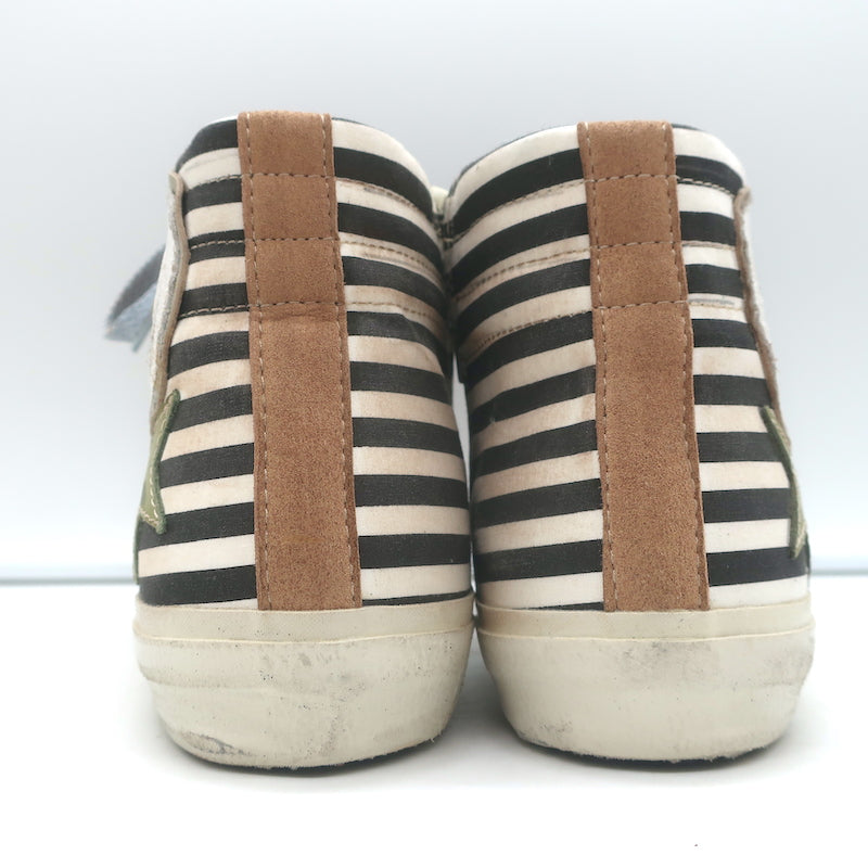 Golden Goose Slide Striped High Top Sneakers Burgundy Suede Size 36