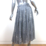 Co Tiered Midi Skirt Gray Floral Print Silk Chiffon Size Small