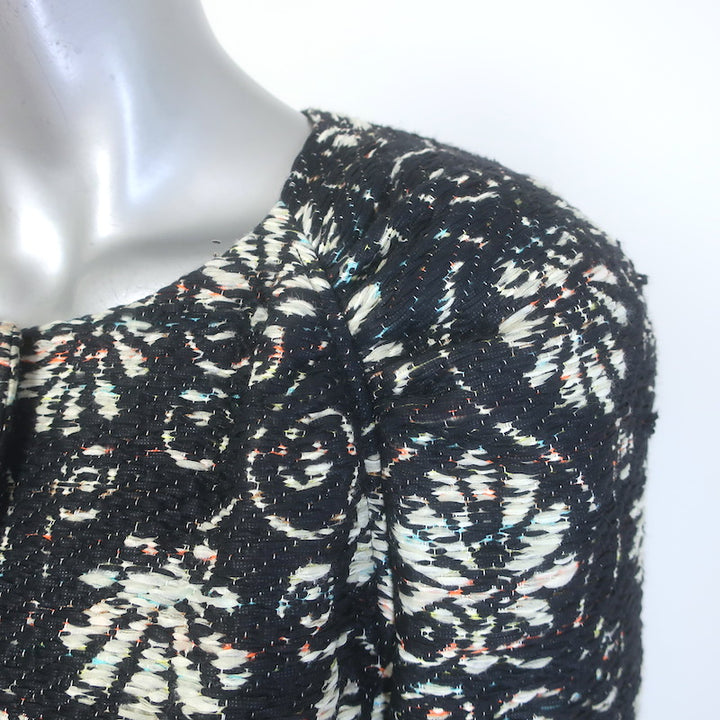 Chanel 2018 Resort Paris-Greece Jacquard Tweed Owl-Button Coat Black Size 38