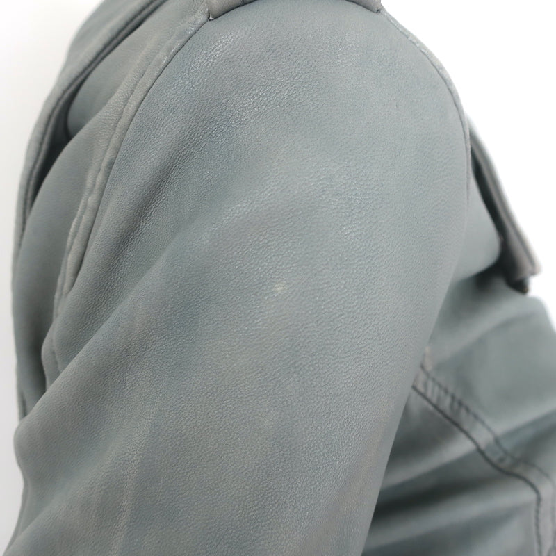 IRO Ashville Leather Moto Jacket Gray Size 36