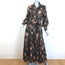 MISA Esme Shirtdress Black Floral Print Size Extra Small Long Sleeve Midi Dress