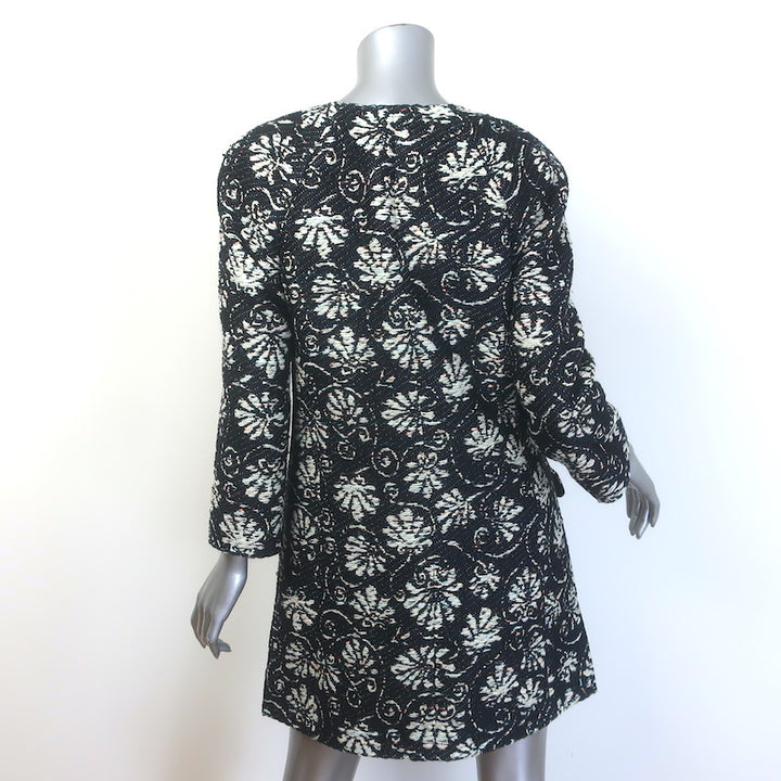 Chanel 2018 Resort Paris-Greece Jacquard Tweed Owl-Button Coat Black Size 38