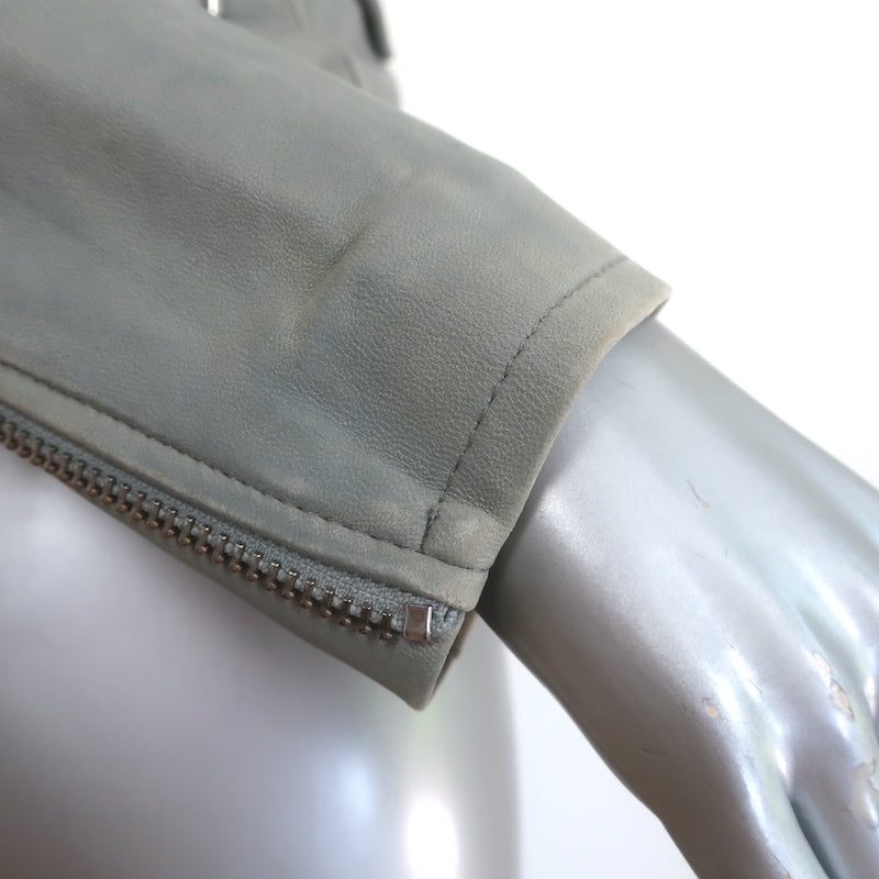 IRO Ashville Leather Moto Jacket Gray Size 36