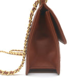 Chanel 23A Small Chain Frame Flap Bag Gold Brown Quilted Caviar Leather NEW