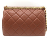 Chanel 23A Small Chain Frame Flap Bag Gold Brown Quilted Caviar Leather NEW