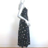 Vince Midi Dress Navy Floral Print Crinkled Crepe Size 0