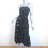 Vince Midi Dress Navy Floral Print Crinkled Crepe Size 0