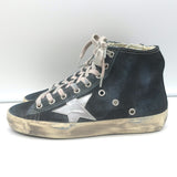 Golden Goose Francy Canvas High Top Sneakers Black with Silver Star Size 36