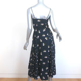 Vince Midi Dress Navy Floral Print Crinkled Crepe Size 0