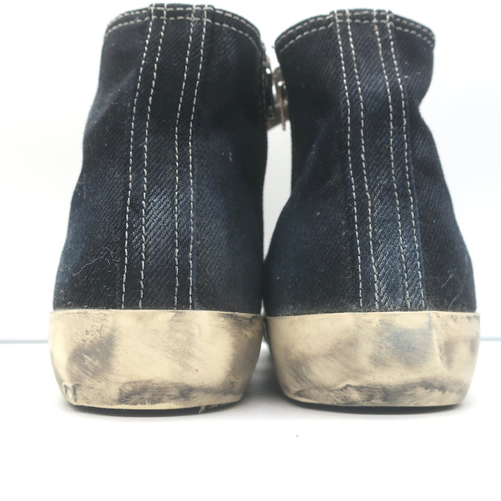 Golden Goose Francy Canvas High Top Sneakers Black with Silver Star Size 36
