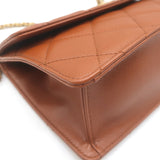 Chanel 23A Small Chain Frame Flap Bag Gold Brown Quilted Caviar Leather NEW