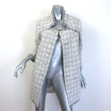 Chanel 2016 Quilted Boucle Tweed Sunburst Pearl-Button Coat White/Taupe Size 36