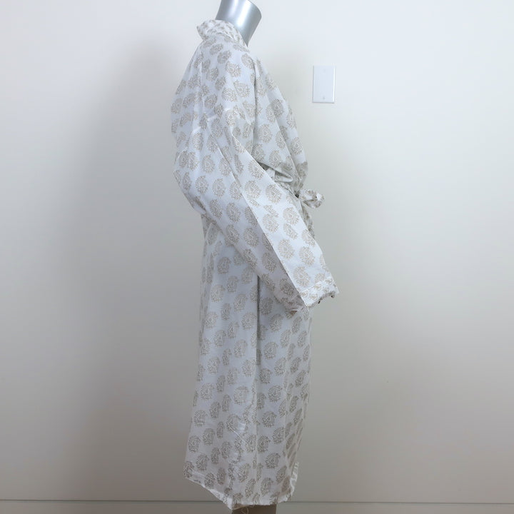 Under the Canopy Robe White/Gold Paisley Print Cotton One Size NEW