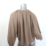Max Mara Quirite tassel sweater in brown linen knit, authentic pre-owned luxury, size XS