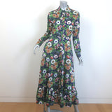 Borgo de Nor Belted Shirtdress Floral Print Cotton Size 8 Long Sleeve Midi Dress
