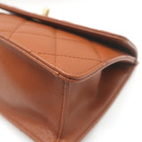 Chanel 23A Small Chain Frame Flap Bag Gold Brown Quilted Caviar Leather NEW