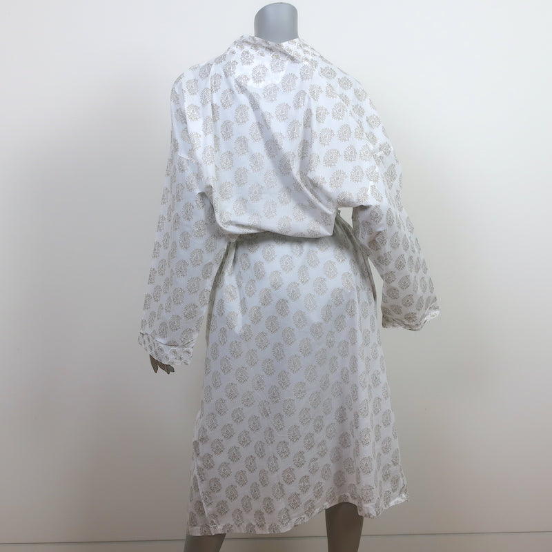 Under the Canopy Robe White/Gold Paisley Print Cotton One Size NEW