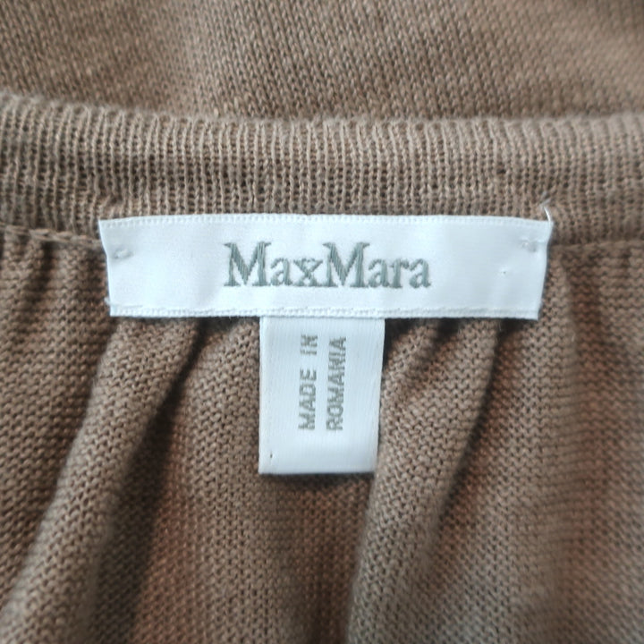 Authentic Max Mara Quirite tassel sweater in brown linen knit, size XS, gently pre-owned