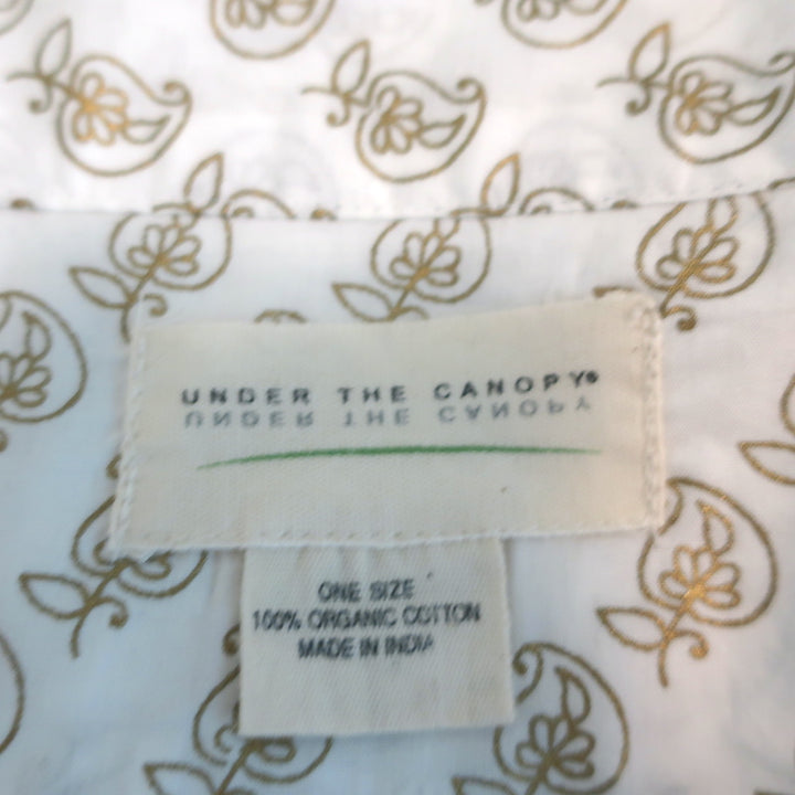 Under the Canopy Robe White/Gold Paisley Print Cotton One Size NEW