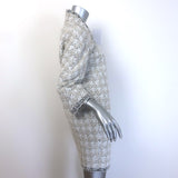 Chanel 2016 Quilted Boucle Tweed Sunburst Pearl-Button Coat White/Taupe Size 36