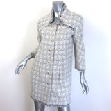 Chanel 2016 Quilted Boucle Tweed Sunburst Pearl-Button Coat White/Taupe Size 36