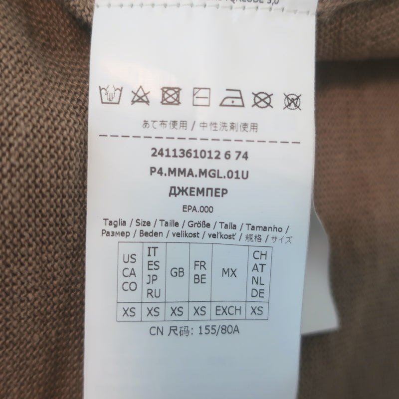 Max Mara Quirite tassel sweater, brown linen knit, size XS, pre-owned luxury piece, gently worn.