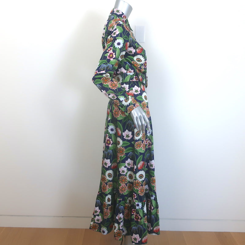 Borgo de Nor Belted Shirtdress Floral Print Cotton Size UK 8/US 4 Long Sleeve Midi Dress